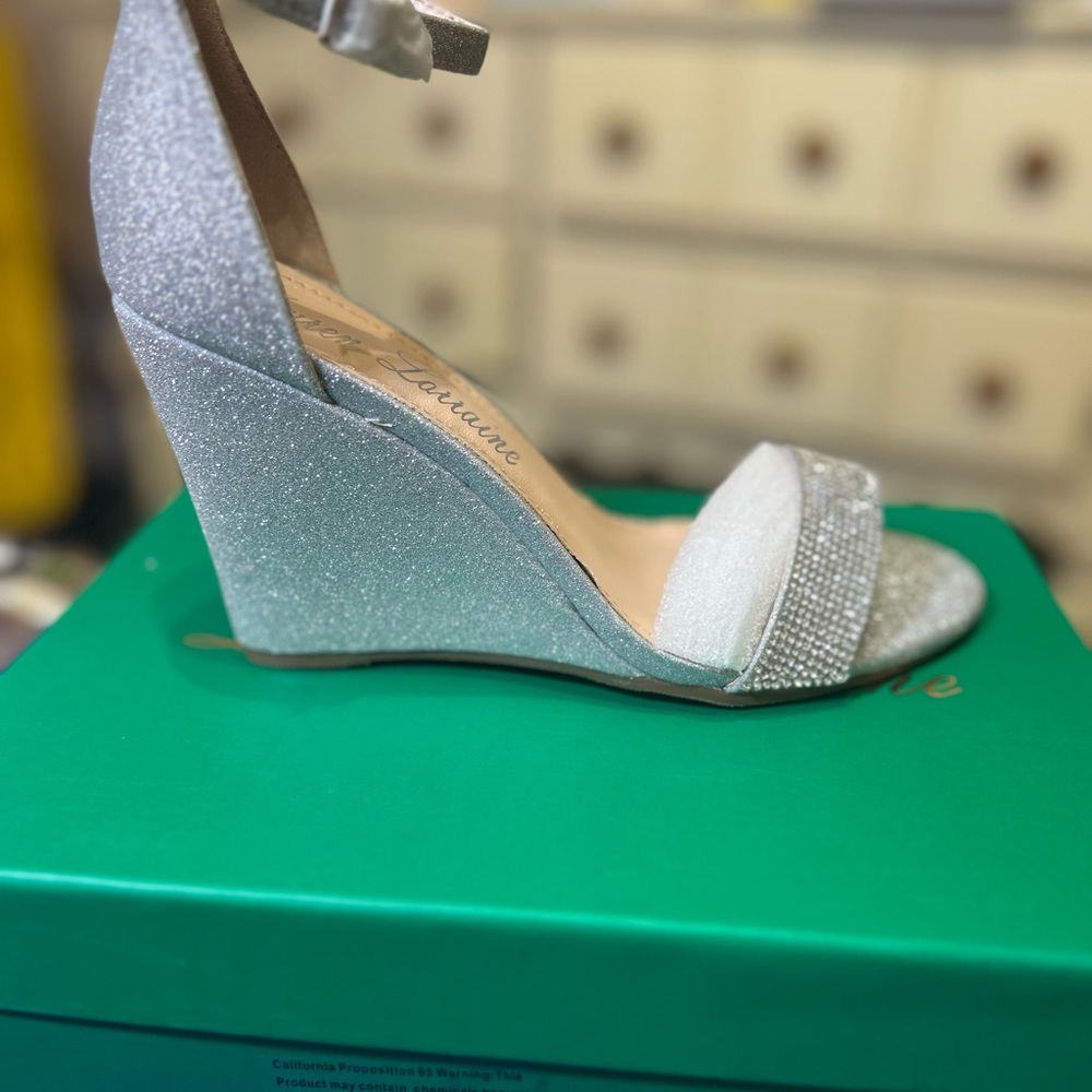 Lauren Lorraine Silver Sparkle Wedges